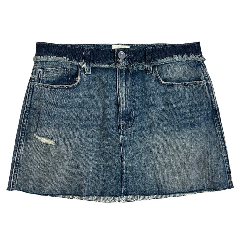 HUDSON Jeans Custom Vivid Denim Mini Skirt In Rock Steady Frayed Sz 27